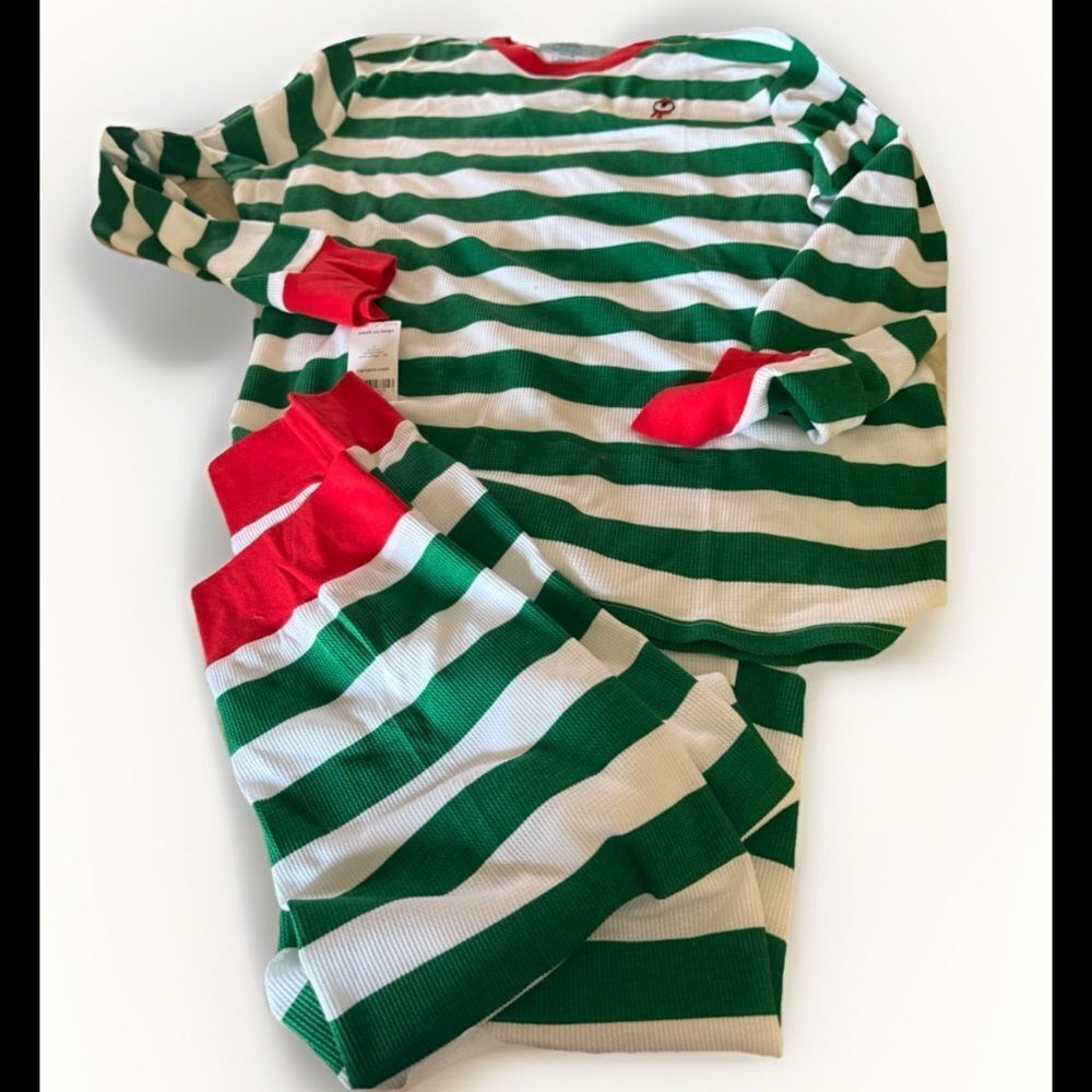 Carter's‎ Adult Set Green Striped Pajama Set Size XXL